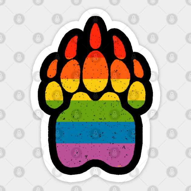 Bear Rainbow Flag Paw Gay Pride Sticker by creative