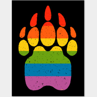 Bear Rainbow Flag Paw Gay Pride Posters and Art