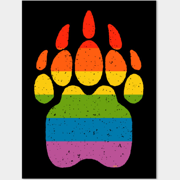 Bear Rainbow Flag Paw Gay Pride Wall Art by creative