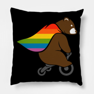 Bear Rainbow Flag Hero Bear Gay Pride Pillow