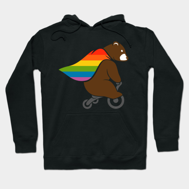 Bear Rainbow Flag Hero Bear Gay Pride Hoodie by creative