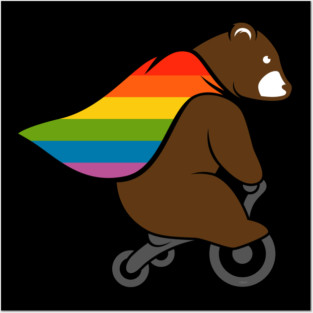 Bear Rainbow Flag Hero Bear Gay Pride Posters and Art