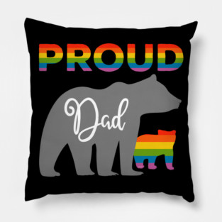 Rainbow Pride Flag Bear Proud Father and Gay Cub Pillow