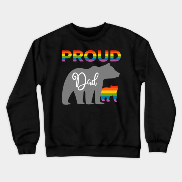 Rainbow Pride Flag Bear Proud Father and Gay Cub Crewneck Sweatshirt by creative