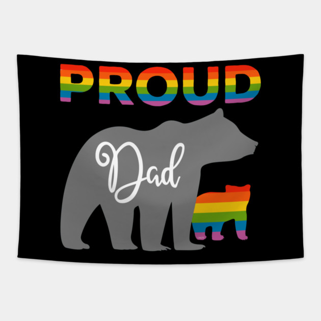 Rainbow Pride Flag Bear Proud Father and Gay Cub Tapestry by creative