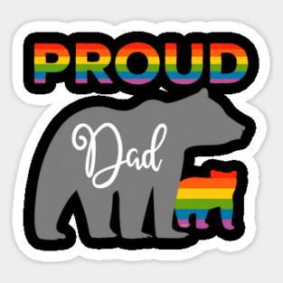 Rainbow Pride Flag Bear Proud Father and Gay Cub Magnet
