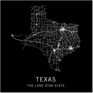 Texas State Road Map Posters and Art