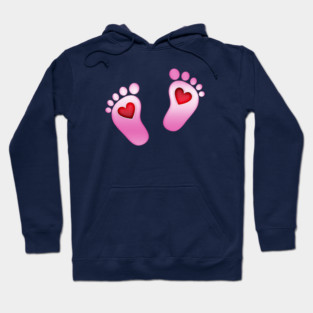 Baby feet with hearts girl footprint Hoodie