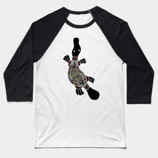 Aboriginal Art - Platypus Baseball T-Shirt