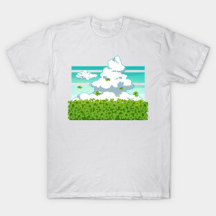 The cute clover field and the blue sky T-Shirt