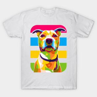 Pit Bull Dog Portrait Colorful Pop Art T-Shirt