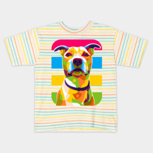 Pit Bull Dog Portrait Colorful Pop Art Kids T-Shirt