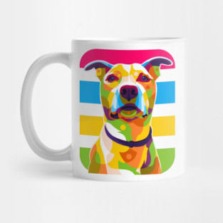 Pit Bull Dog Portrait Colorful Pop Art Mug