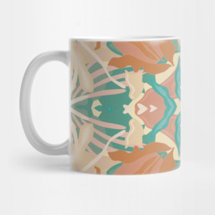 Abstract Tropical Plants in Turquoise and Pastels / Mirrored Mug