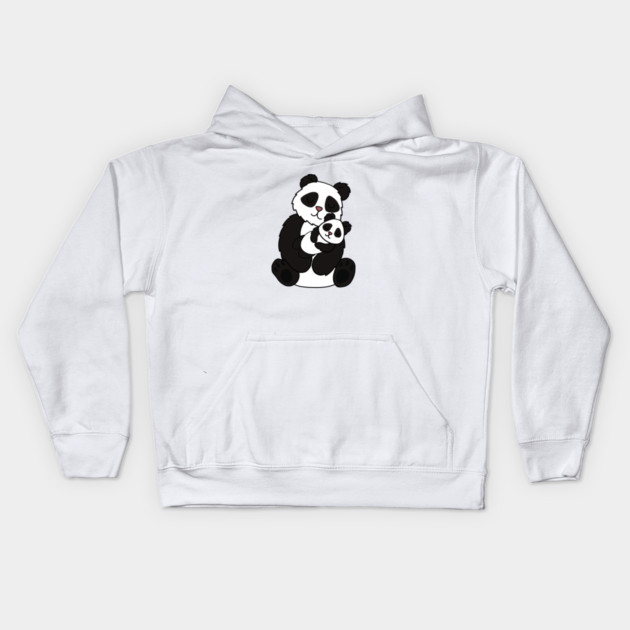 Cute Panda Bear Love Mom and Cub Kids Hoodie by logiamerch