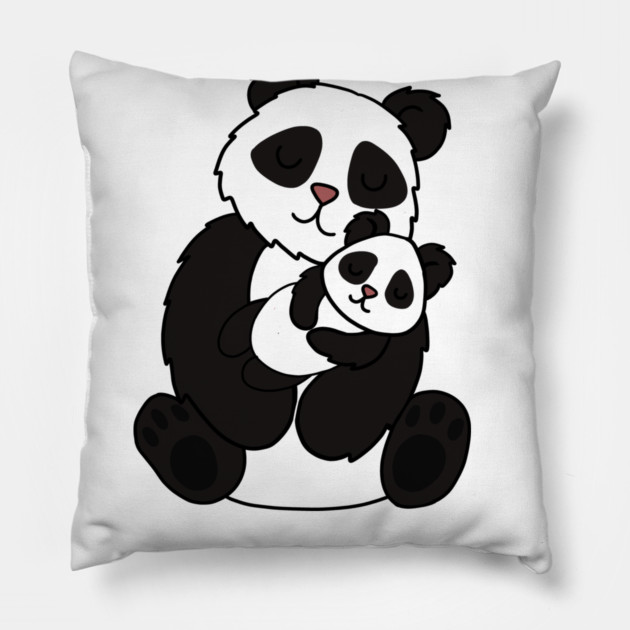 Cute Panda Bear Love Mom and Cub Pillow by logiamerch