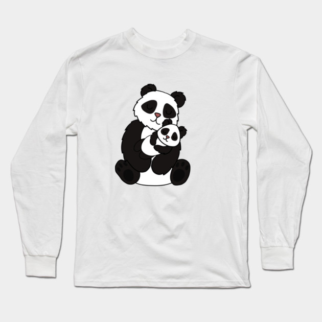 Cute Panda Bear Love Mom and Cub Long Sleeve T-Shirt by logiamerch