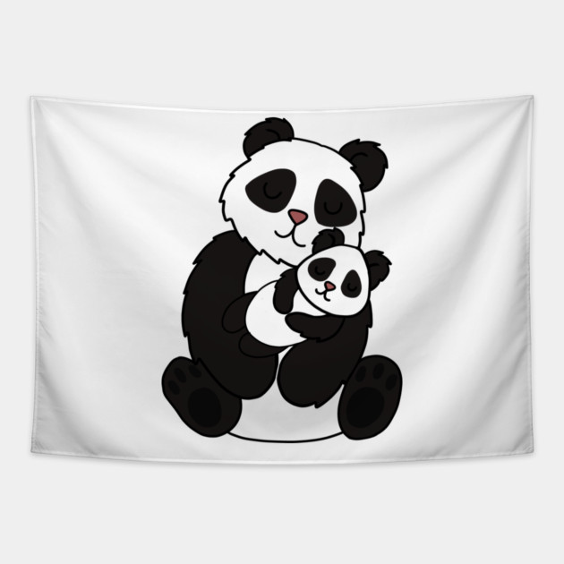 Cute Panda Bear Love Mom and Cub Tapestry by logiamerch