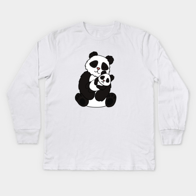 Cute Panda Bear Love Mom and Cub Kids Long Sleeve T-Shirt by logiamerch