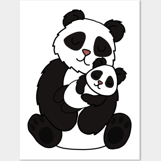 Cute Panda Bear Love Mom and Cub Wall Art by logiamerch
