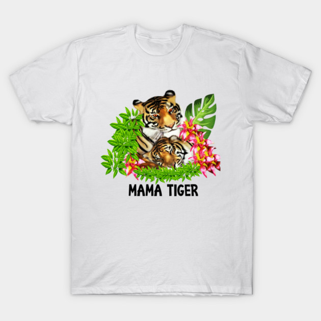 Tiger Mom with Cub Tropical Animal T-Shirt by logiamerch