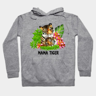 Tiger Mom with Cub Tropical Animal Hoodie