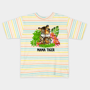 Tiger Mom with Cub Tropical Animal Kids T-Shirt