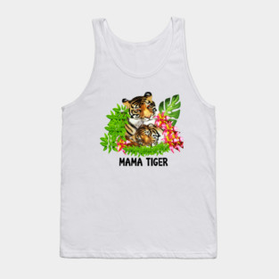 Tiger Mom with Cub Tropical Animal Tank Top