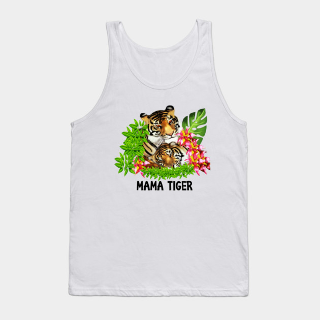 Tiger Mom with Cub Tropical Animal Tank Top by logiamerch