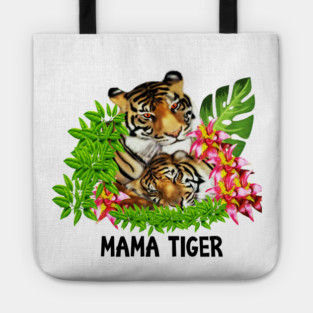 Tiger Mom with Cub Tropical Animal Tote