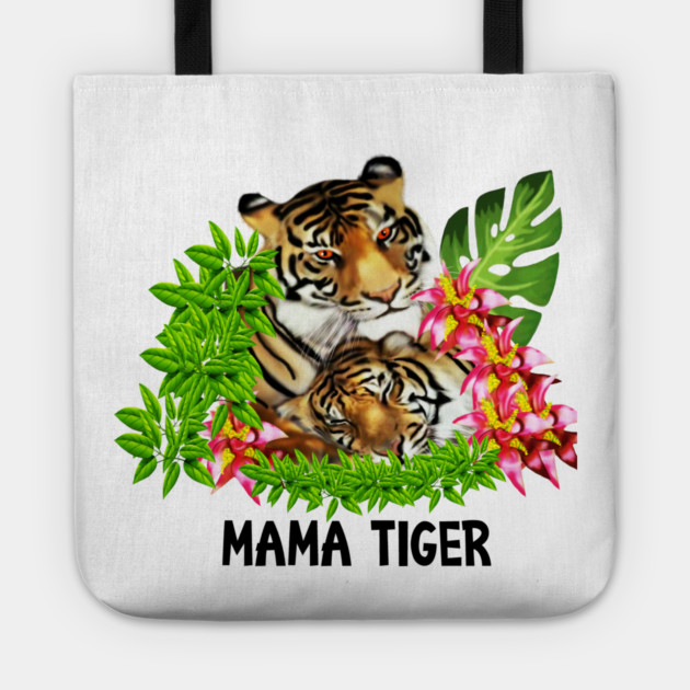 Tiger Mom with Cub Tropical Animal Tote by logiamerch