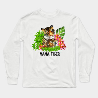 Tiger Mom with Cub Tropical Animal Long Sleeve T-Shirt