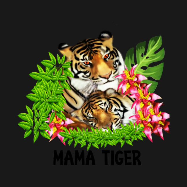 Tiger Mom with Cub Tropical Animal by logiamerch