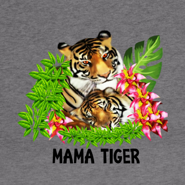 Tiger Mom with Cub Tropical Animal by logiamerch