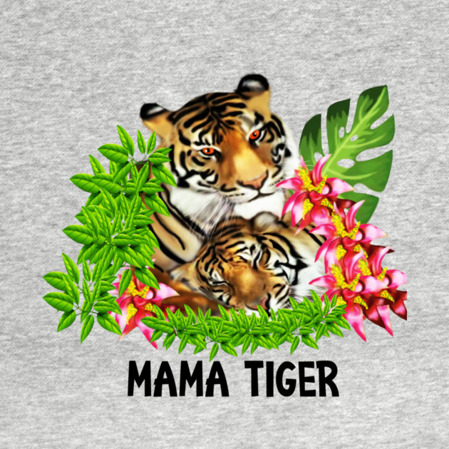 Tiger Mom with Cub Tropical Animal by logiamerch