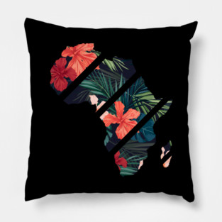 Africa Map Tropical Floral Patterns, African Pillow