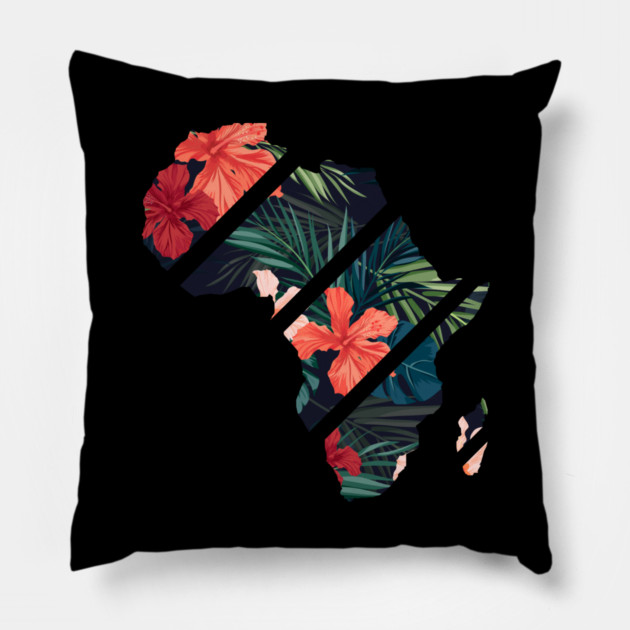 Africa Map Tropical Floral Patterns, African Pillow by logiamerch