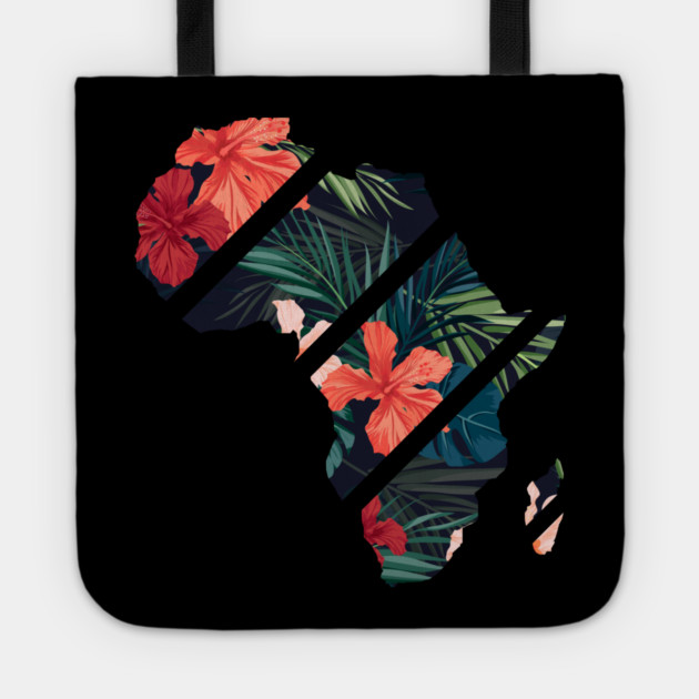 Africa Map Tropical Floral Patterns, African Tote by logiamerch