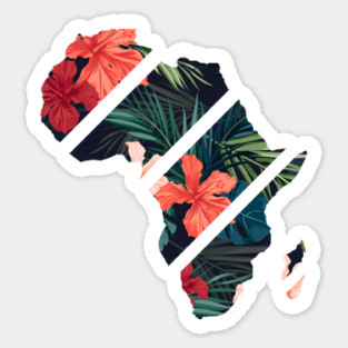 Africa Map Tropical Floral Patterns, African Sticker