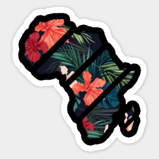 Africa Map Tropical Floral Patterns, African Magnet