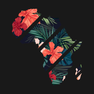 Africa Map Tropical Floral Patterns, African T-Shirt