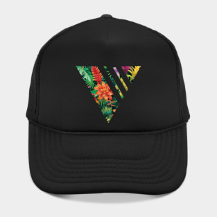 Tropical Geometric triangle with stripes, Floral Hat