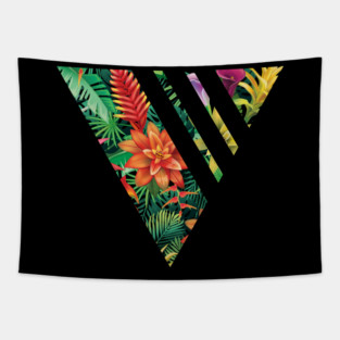 Tropical Geometric triangle with stripes, Floral Tapestry