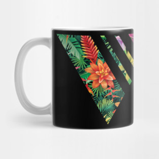 Tropical Geometric triangle with stripes, Floral Mug