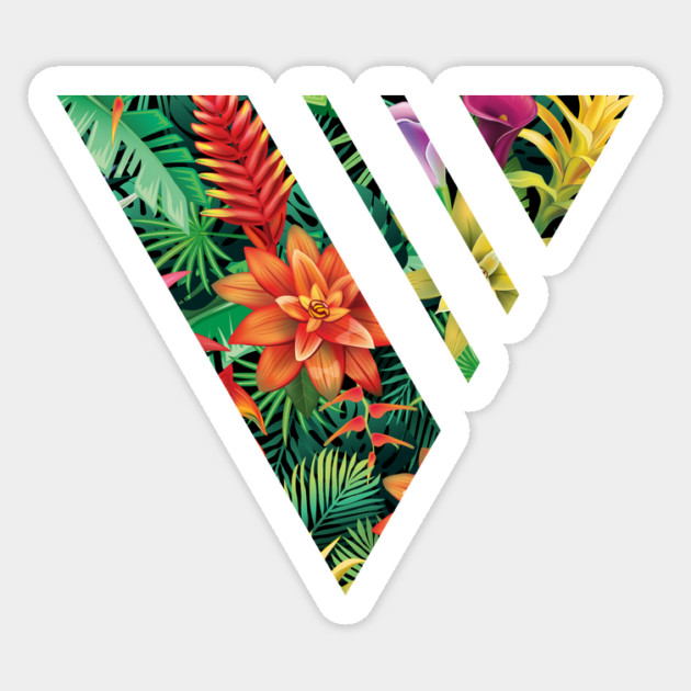 Tropical Geometric triangle with stripes, Floral Sticker by logiamerch