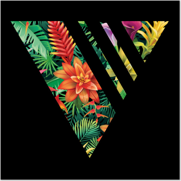 Tropical Geometric triangle with stripes, Floral Wall Art by logiamerch