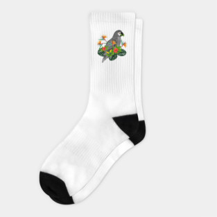 African Parrot, Tropical bird Floral Socks