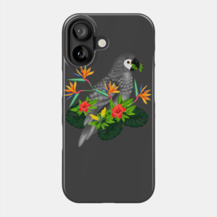 African Parrot, Tropical bird Floral Phone Case