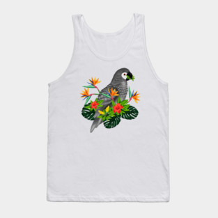 African Parrot, Tropical bird Floral Tank Top