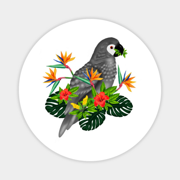 African Parrot, Tropical bird Floral Magnet by logiamerch